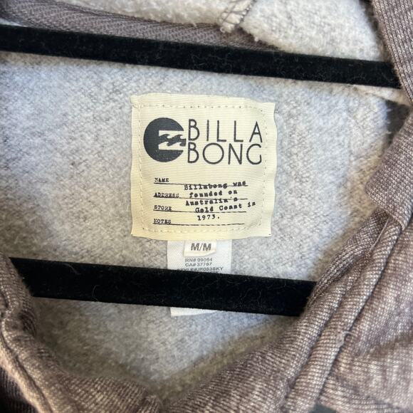 Billabong Grey Hoodie Double Breasted Button Side Zip 4 Pockets Jacket -M - Picture 3 of 5